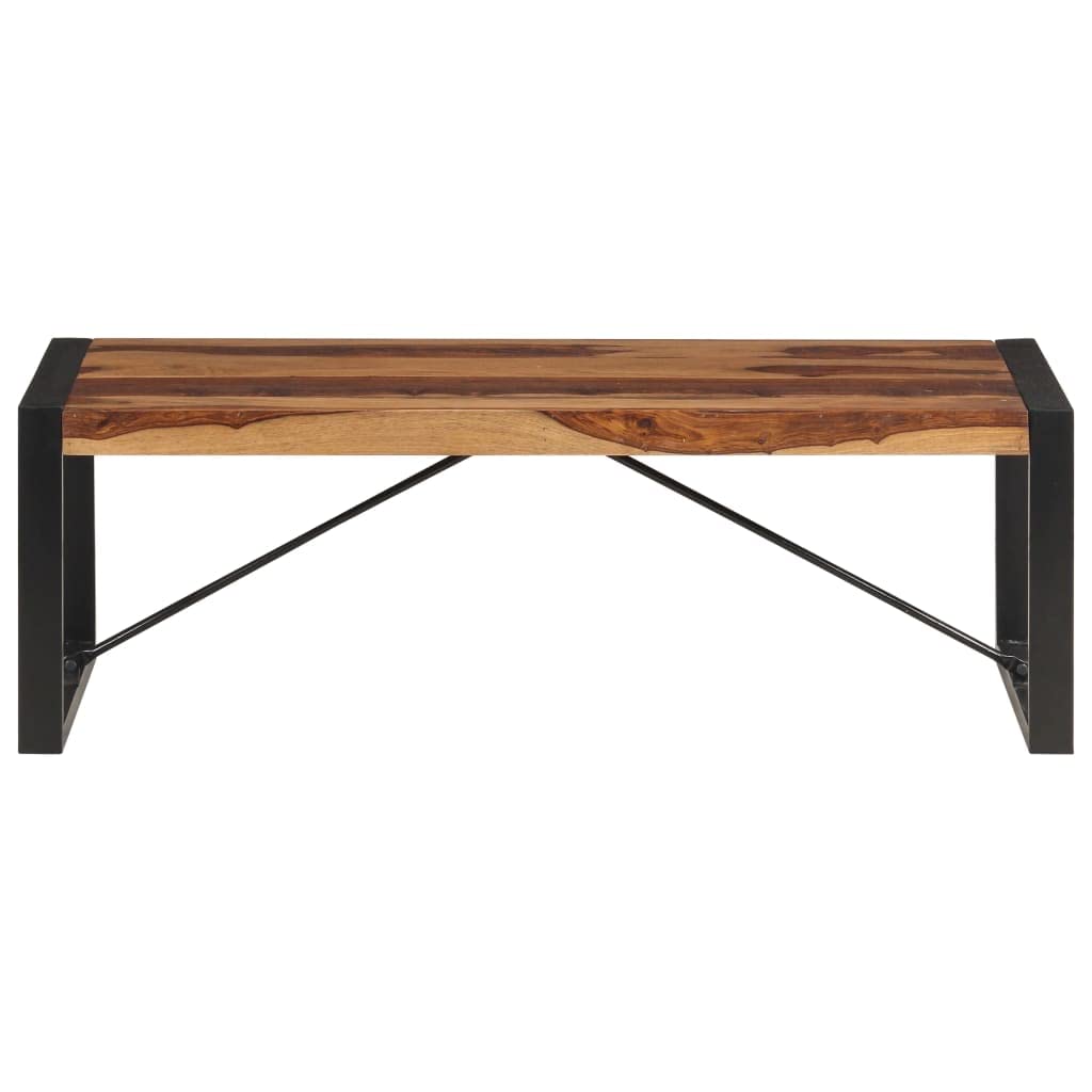 Brown Solid Sheesham Wood Steel Coffee Table Z346286