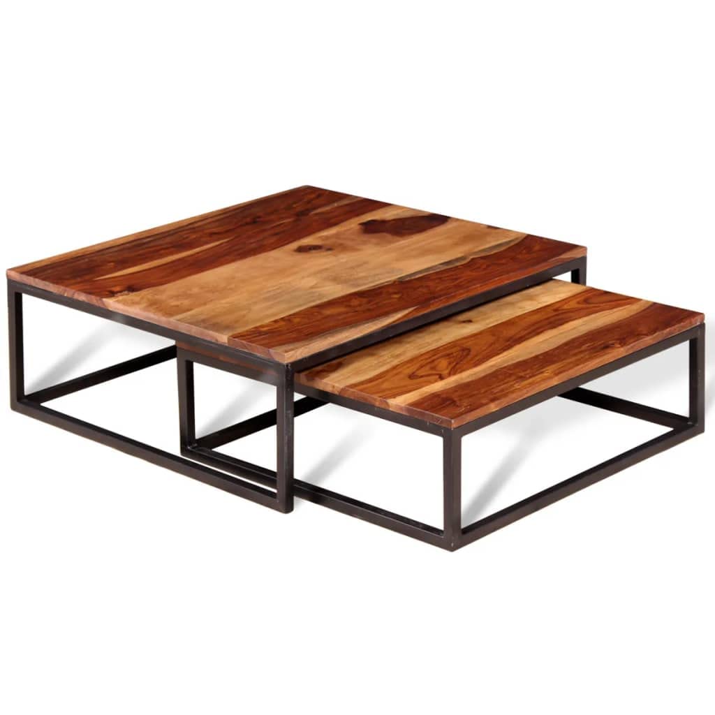 Two Piece Nesting Coffee Table Set Solid Sheesham Wood J181491
