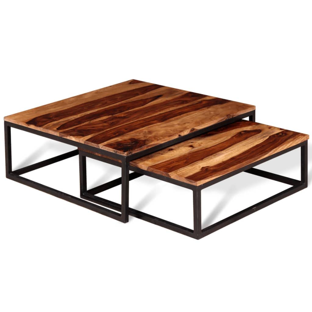 Two Piece Nesting Coffee Table Set Solid Sheesham Wood J181491