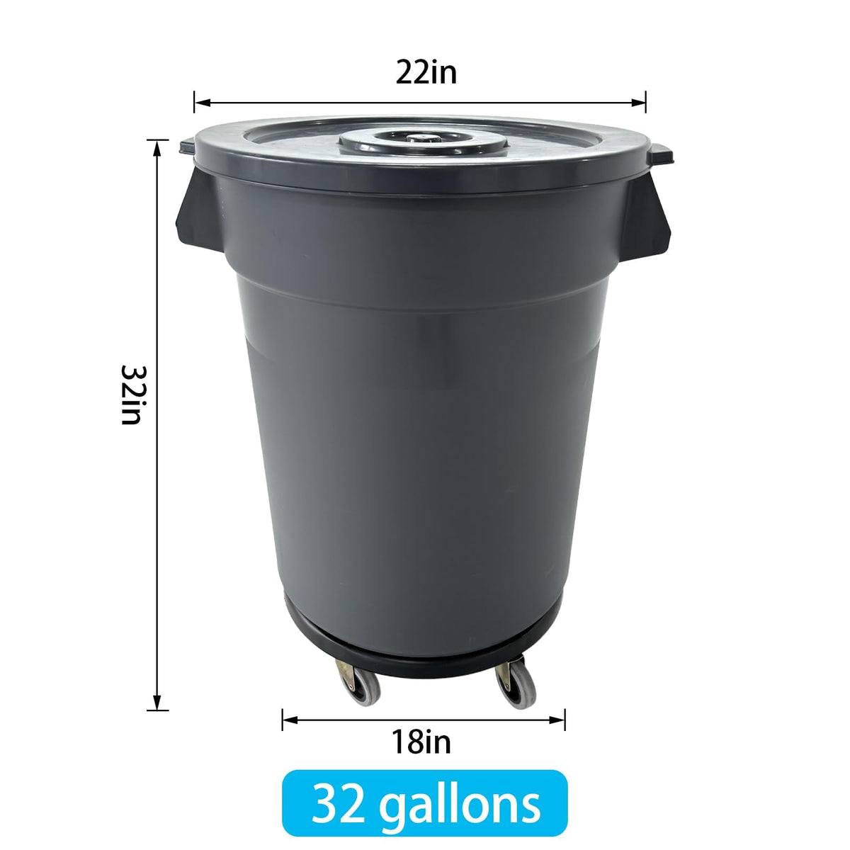 32 Gallon Outdoor Trash Can with Lid and Wheels, 2 Pack G53095