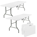 2 Pack 6 Feet Portable Folding Table White Plastic F256