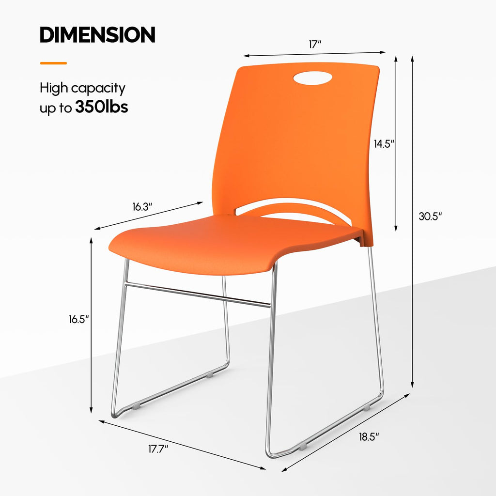 Orange Stacking Chairs Set of 4 I769
