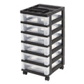 Medium Plastic Storage Cart, 6 Drawers, Black S3652