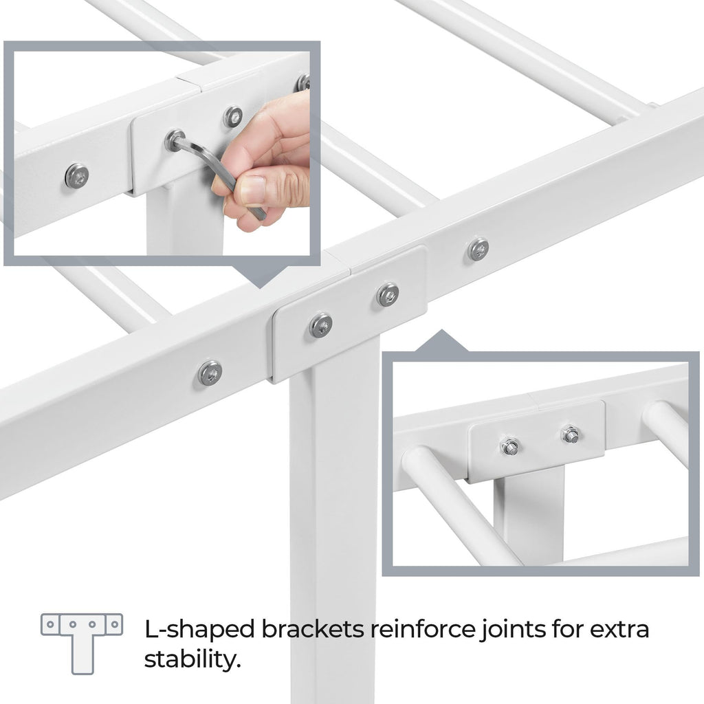 Twin Size White Metal Bed Frame with Headboard T47153
