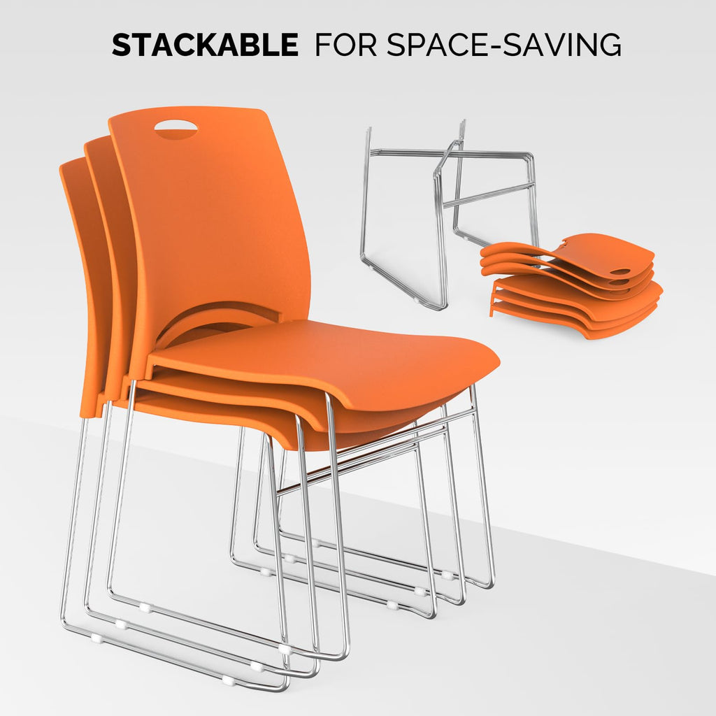 Orange Stacking Chairs Set of 4 I769