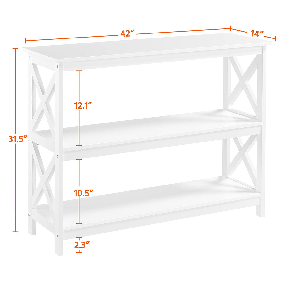 White 3-Tier Narrow Console Table H976168