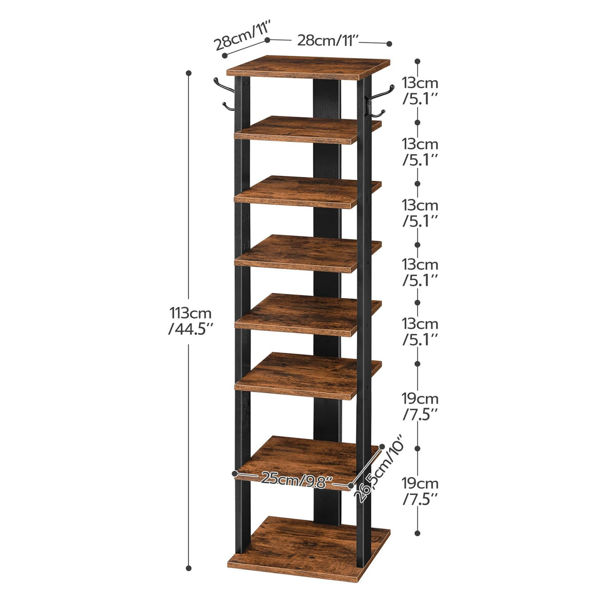 8 Tiers Vertical Wooden Shoe Rack R9889