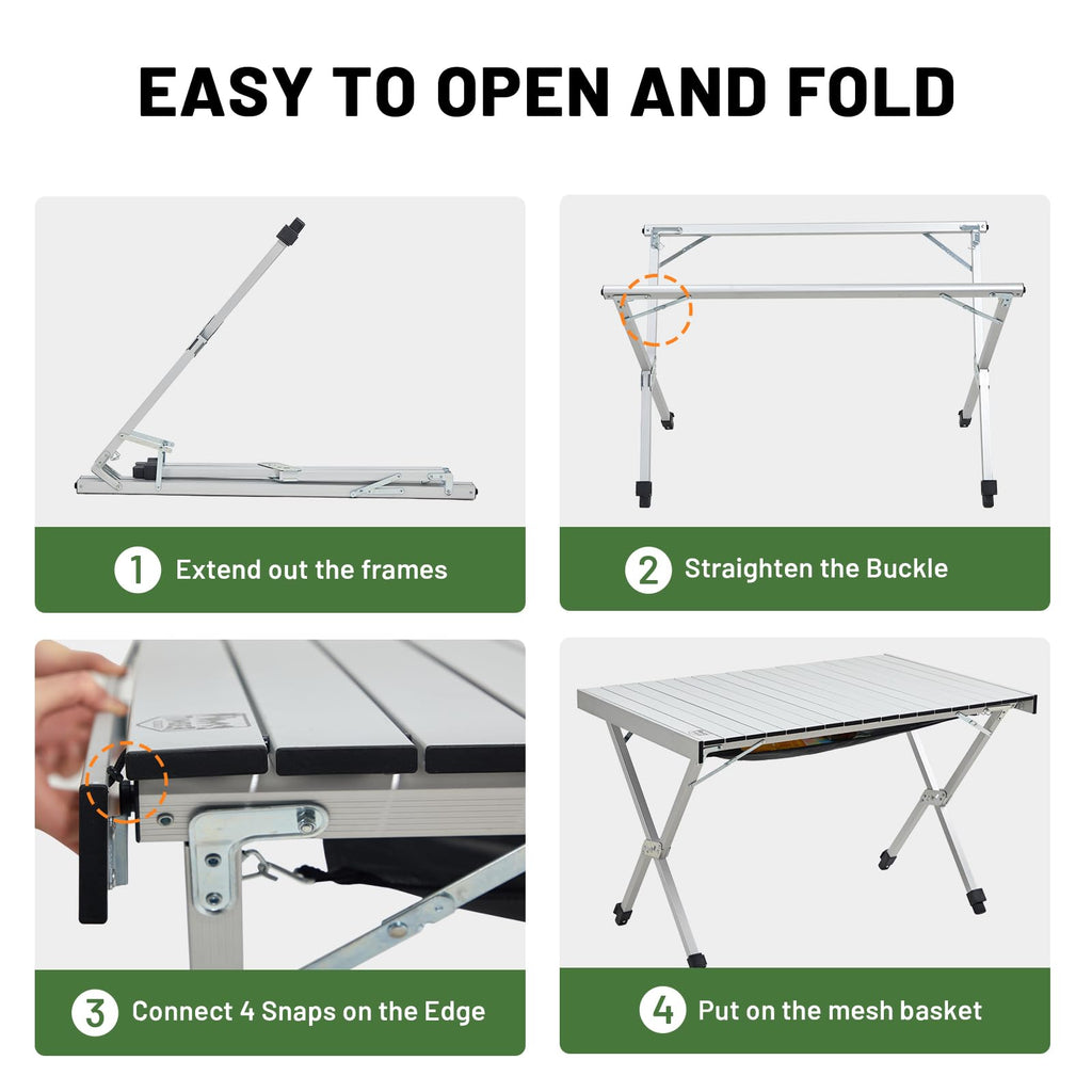 Folding Camping Table Adjustable Height Lightweight Aluminum S69486