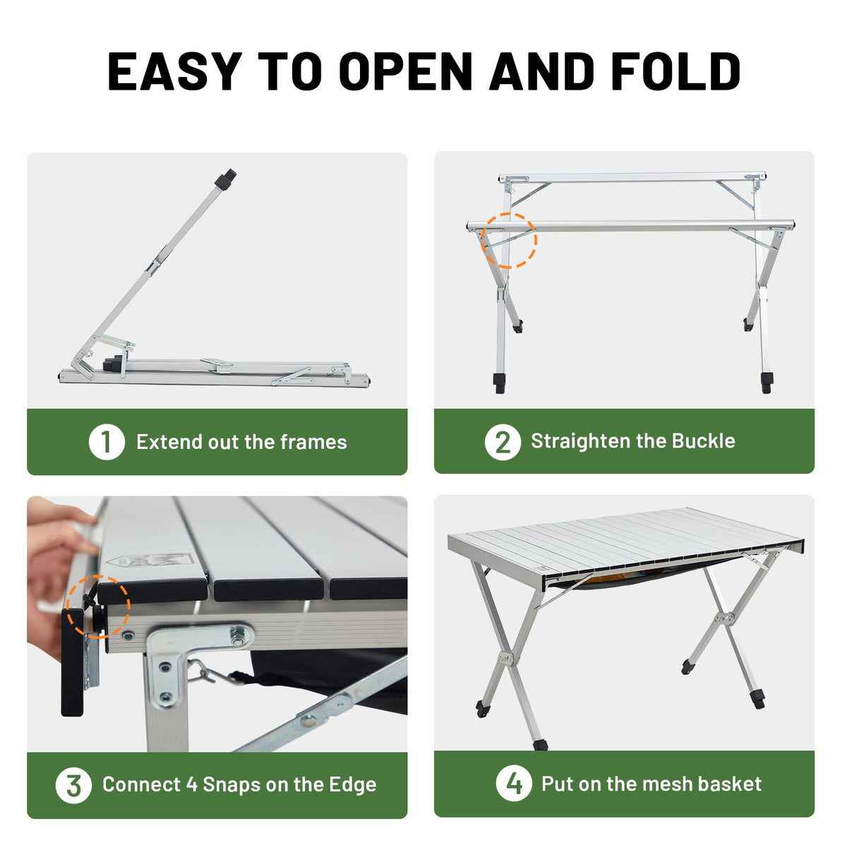 Folding Camping Table Adjustable Height Lightweight Aluminum S69486
