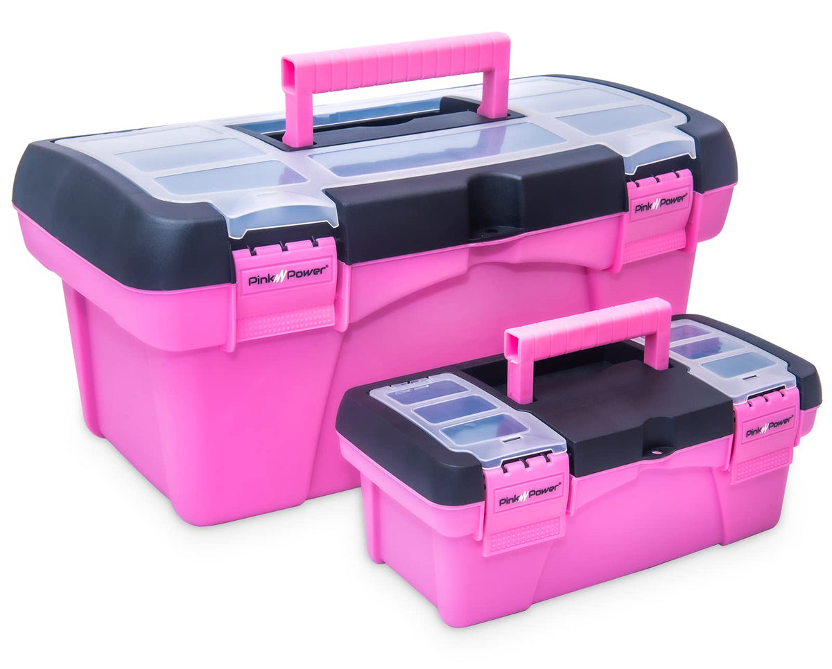 Pink Plastic Tool Box with Handle 2 Pack O78228