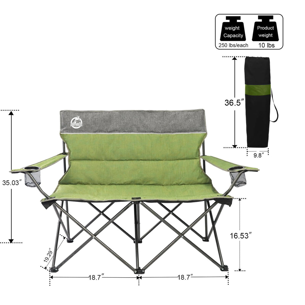 Green Folding Padded Camping Chair Set of 3 X8506