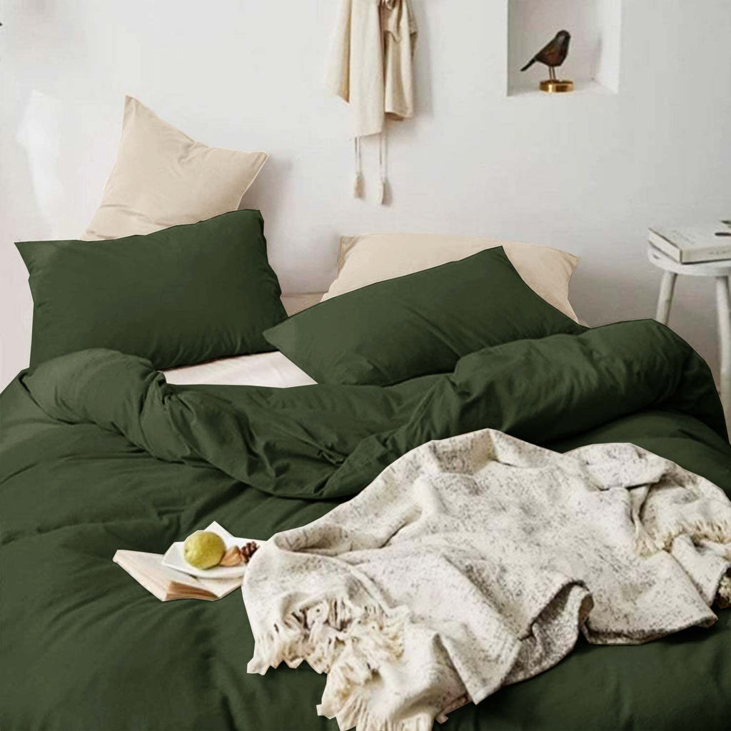 Dark Olive Green King Size 3 Piece Comforter Set C405