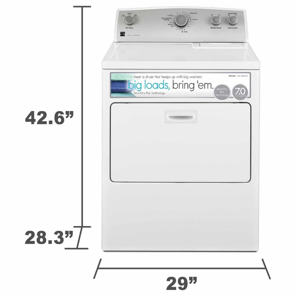 29" Front Load Electric Dryer 7.0 Cubic Feet White Q116