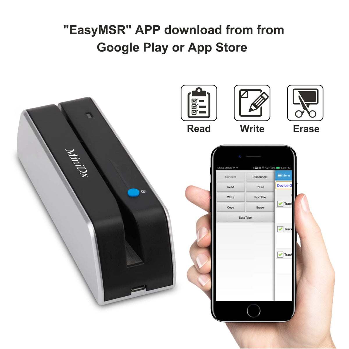 Bluetooth Magnetic Swipe Card Reader Writer Encoder 3-Track B8331