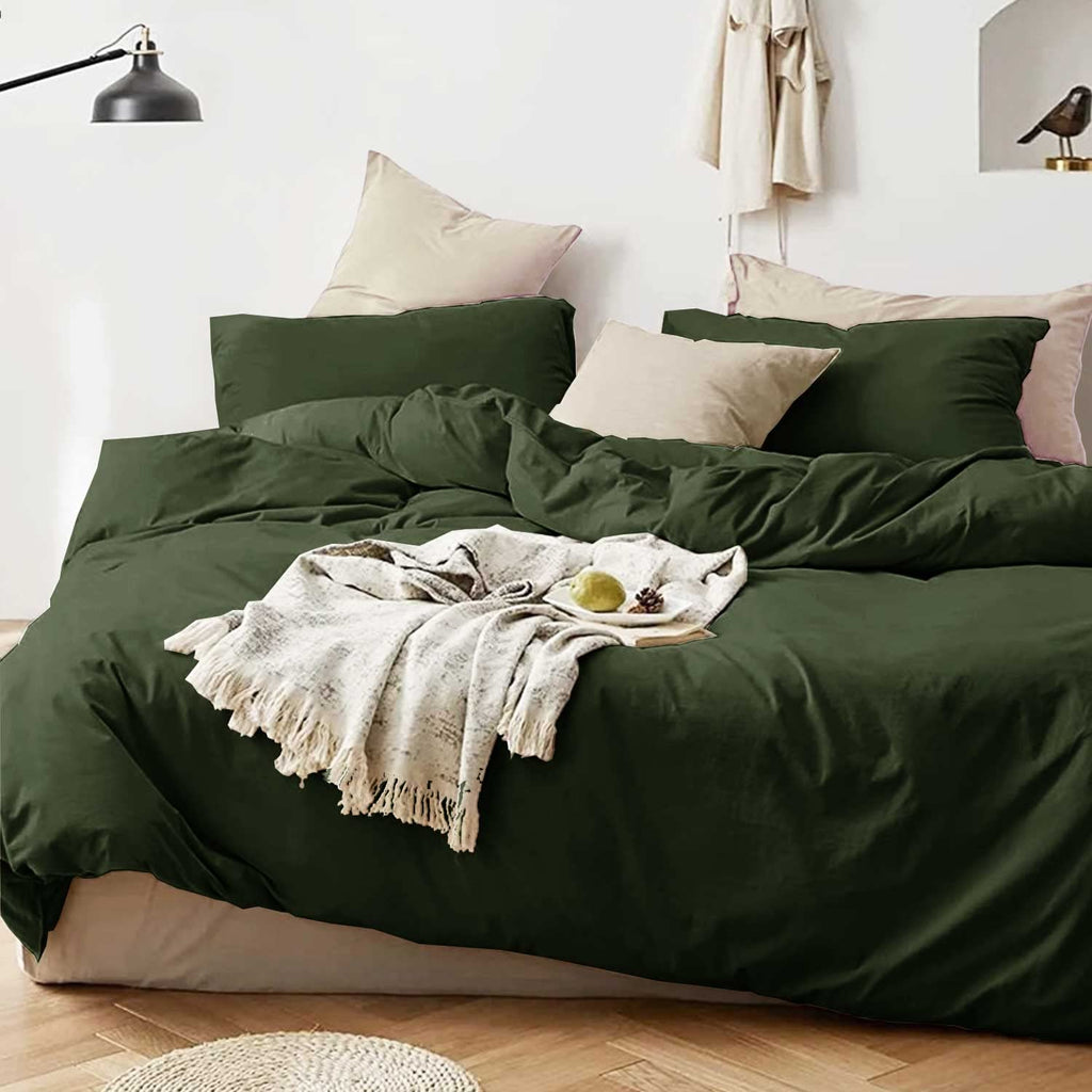 Dark Olive Green King Size 3 Piece Comforter Set C405