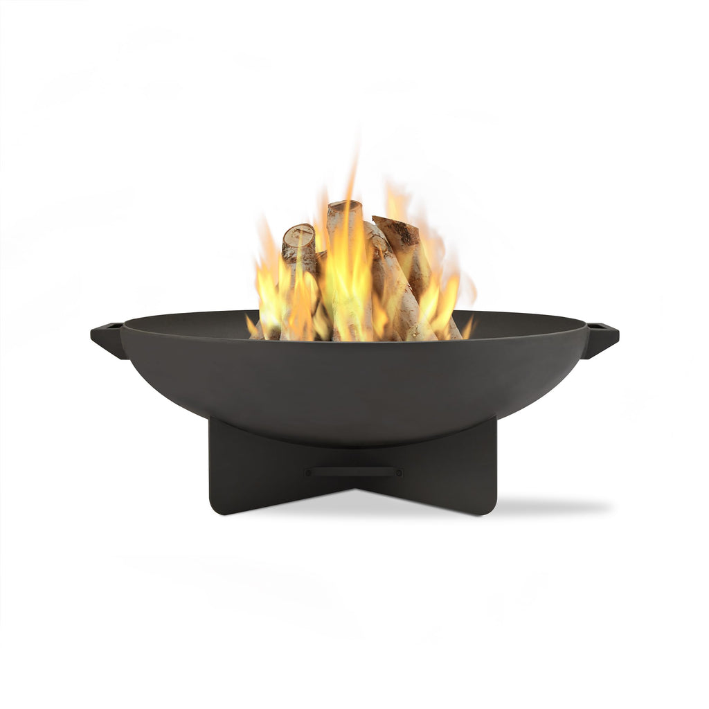 36” Round Wood Burning Steel Fire Pit with Spark Screen, Poker, Log Grate and Storage Cover I5941
