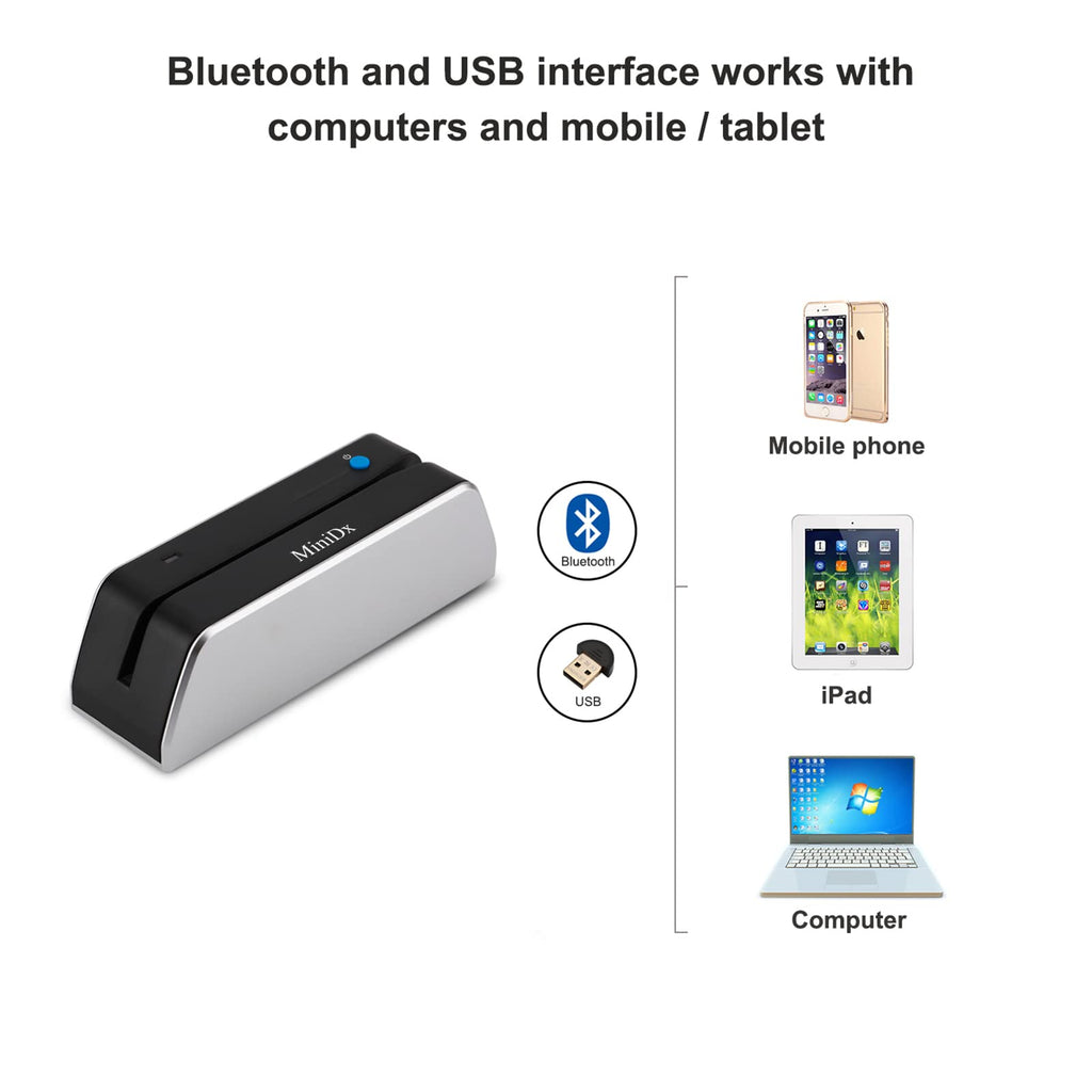Bluetooth Magnetic Swipe Card Reader Writer Encoder 3-Track B8331