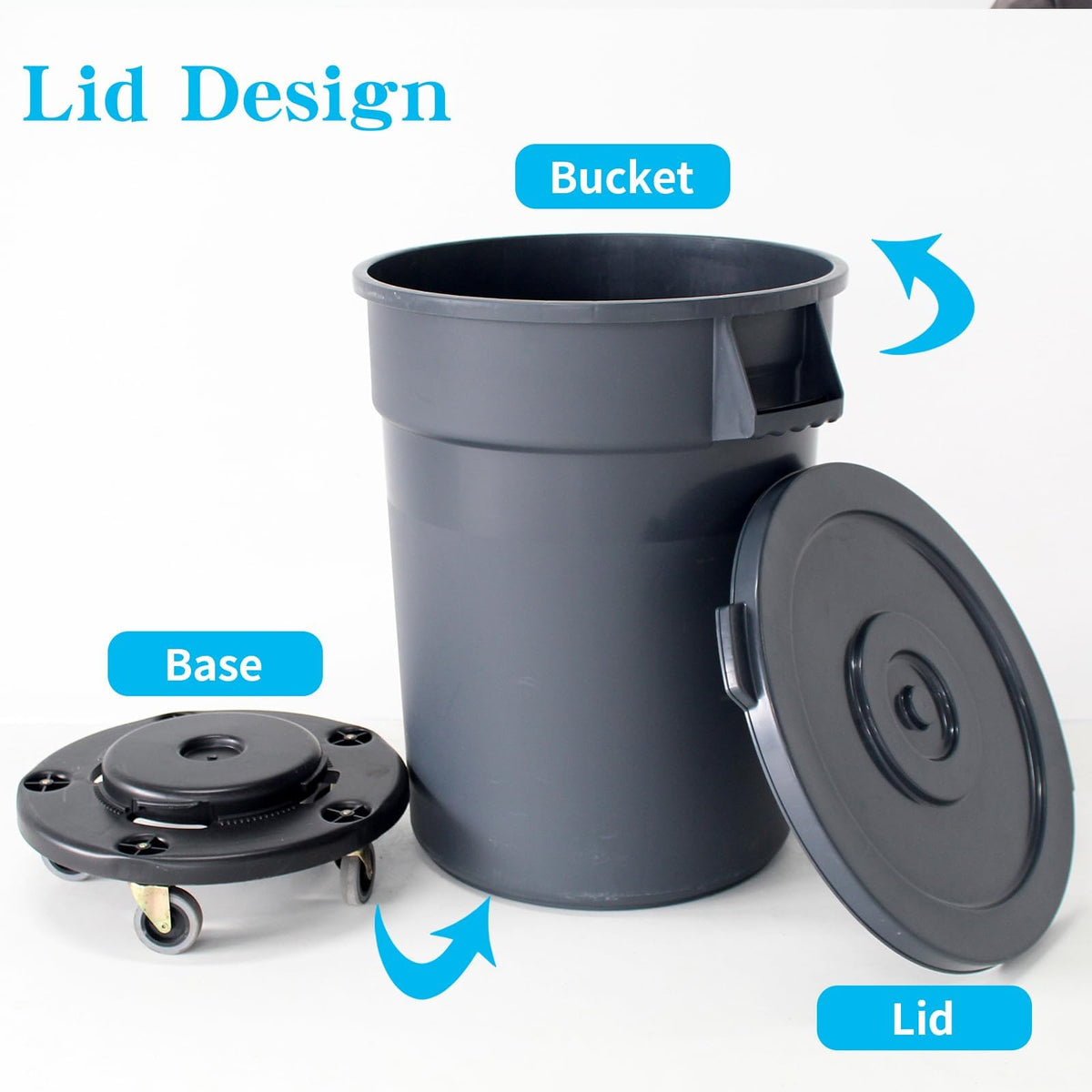 32 Gallon Outdoor Trash Can with Lid and Wheels, 2 Pack G53095