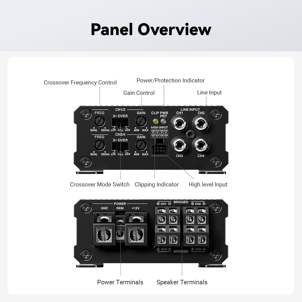4 Channel Car Amplifier 200x4 Peak 400 Watts Mini Class D R383