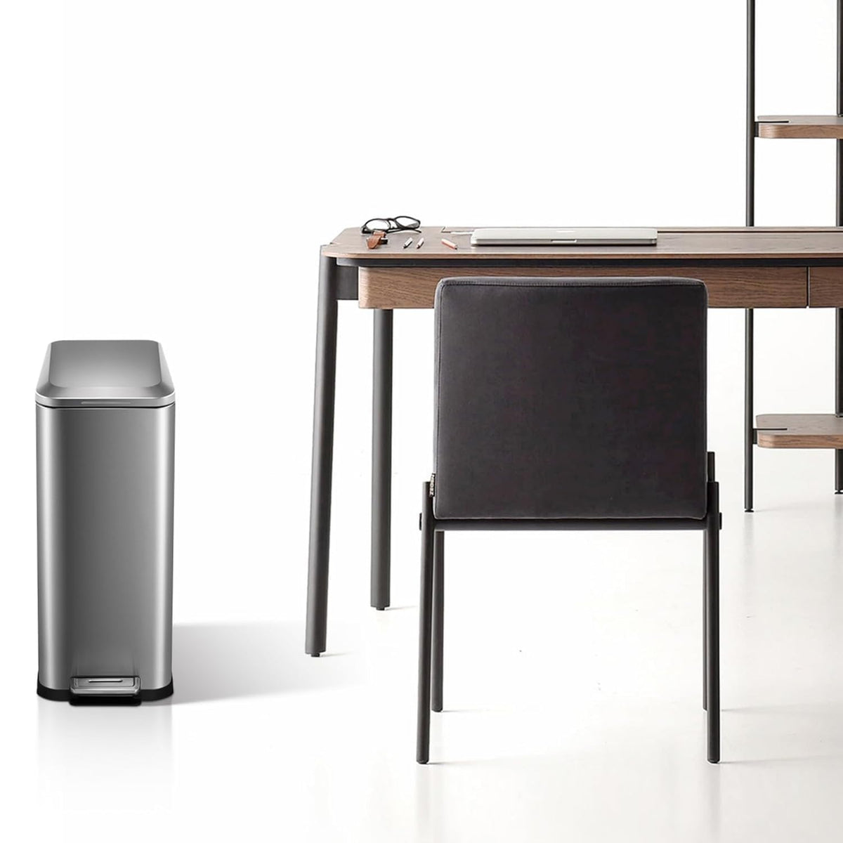 50L Slim Stainless Steel Step Trash Can with Soft-Close Lid A21206
