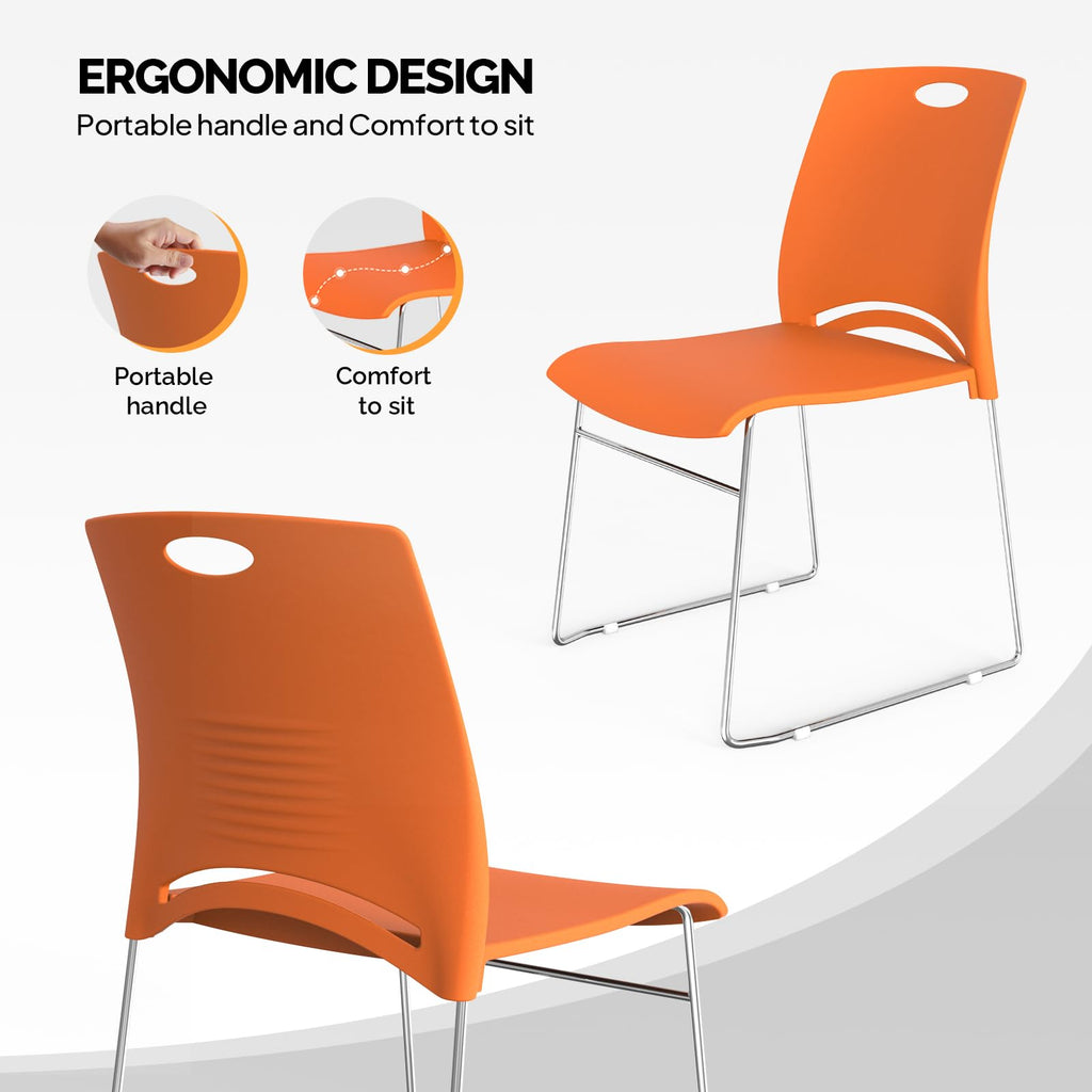 Orange Stacking Chairs Set of 4 I769