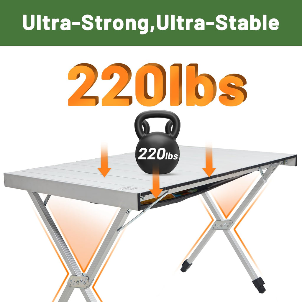 Folding Camping Table Adjustable Height Lightweight Aluminum S69486