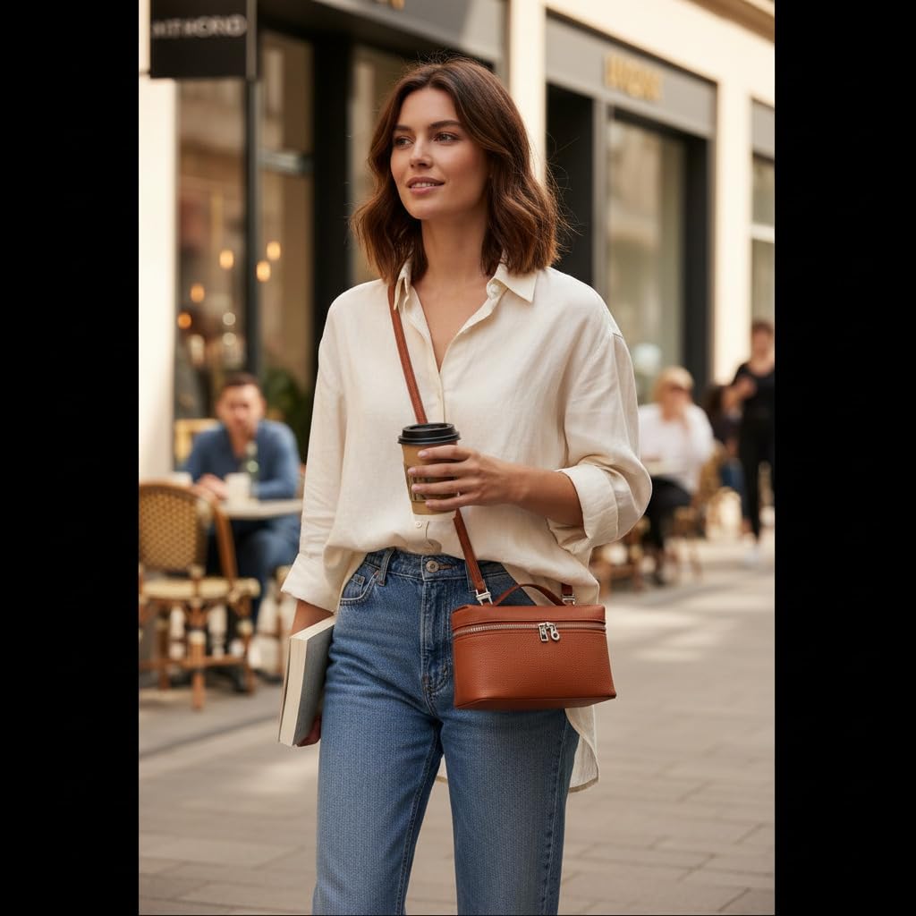 Small Genuine Leather Top-Handle Bag A5969