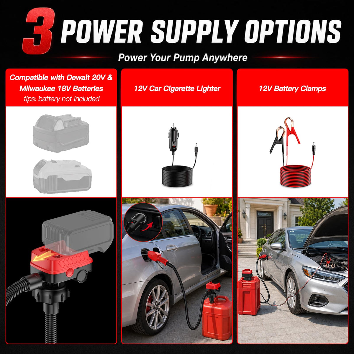 Cordless Fuel Transfer Pump with Auto Stop & Hand-Trigger Nozzle W182
