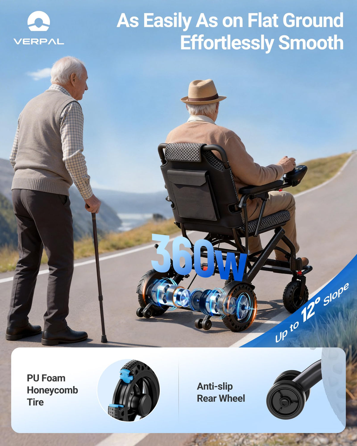 32lbs Foldable Electric Wheelchair 360W Dual Motor 220 lbs Capacity N45693