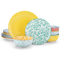 Plates and Bowls Set for 4, 12 Pieces Porcelain Dinnerware I71669