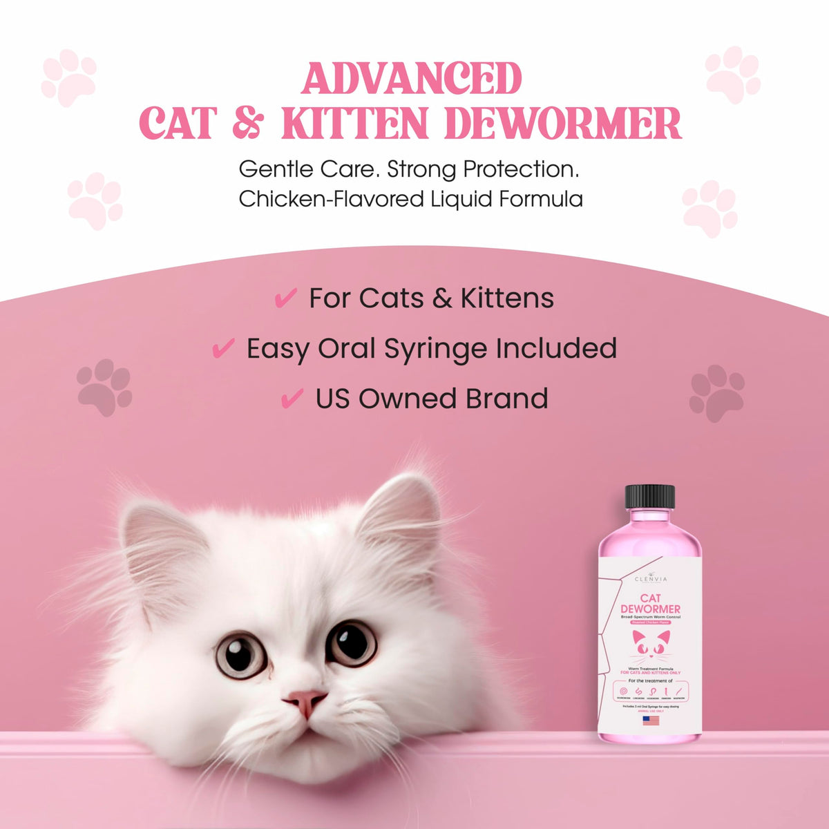 Chicken Flavor Liquid Cat Dewormer with Syringe 120ml M965