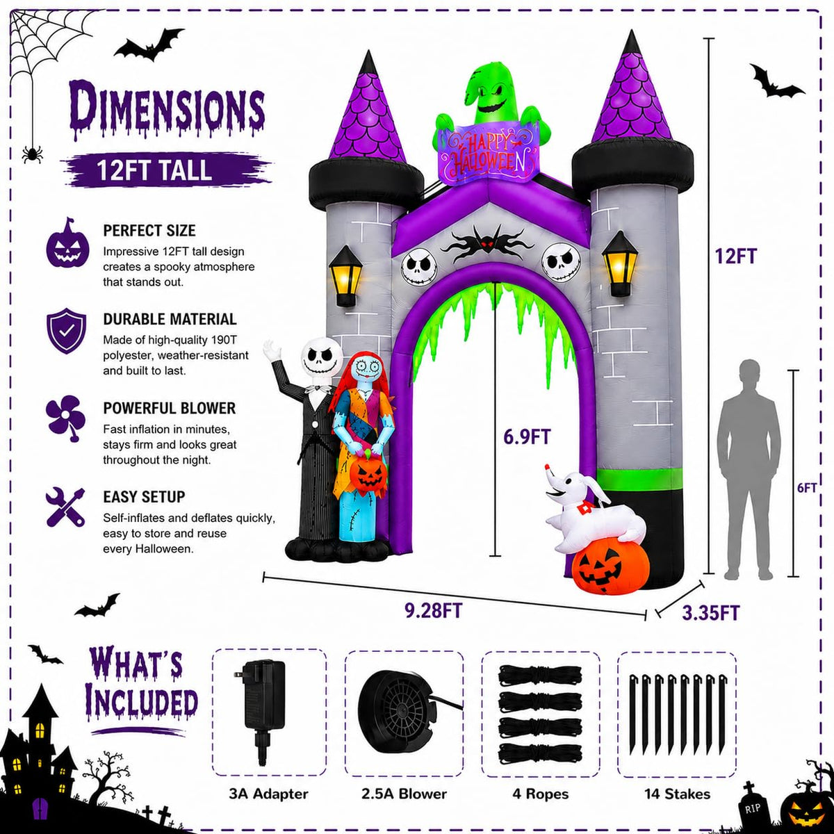 12FT Inflatable Archway with LED Light F541355