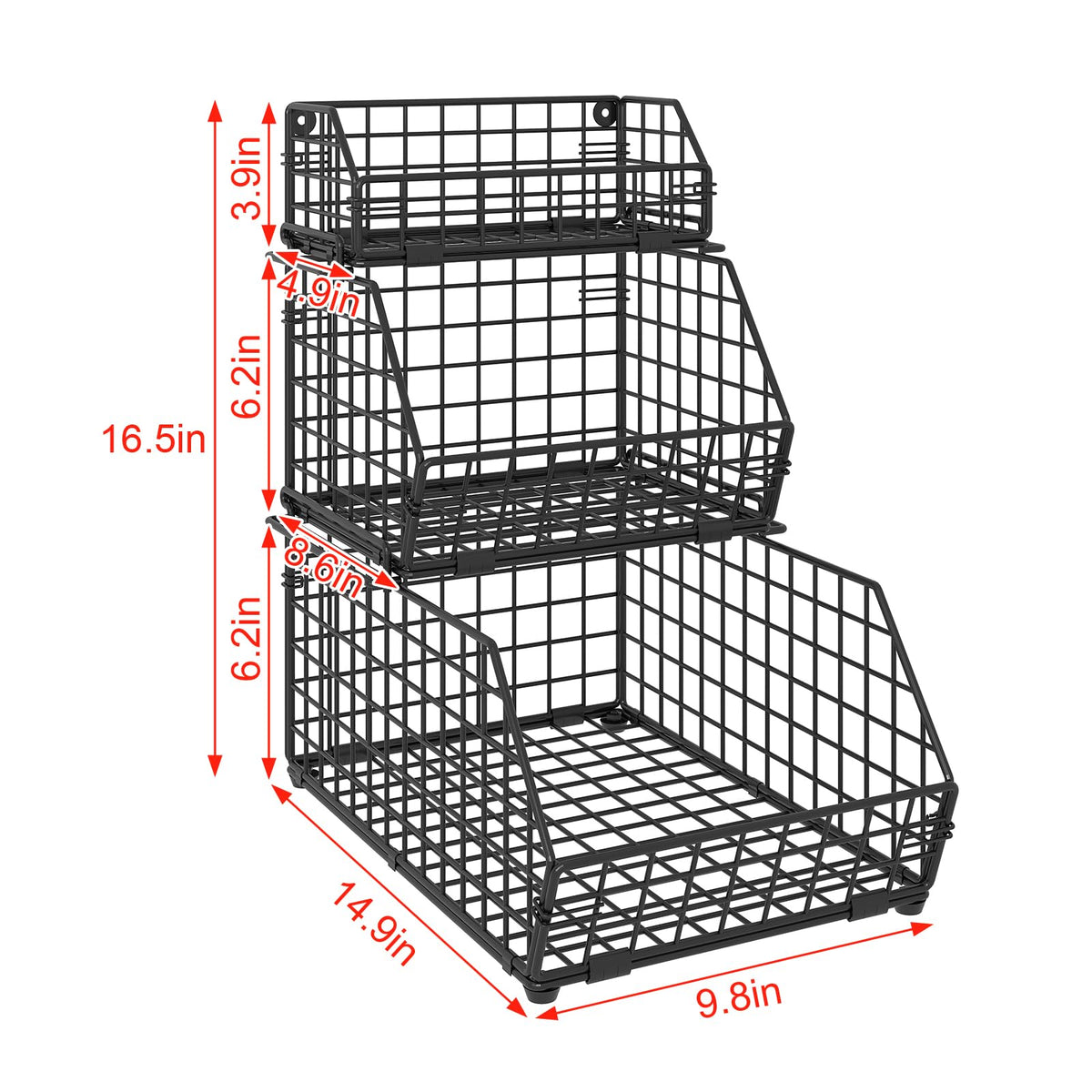 3-Tier Stackable Wire Fruit Basket C68370
