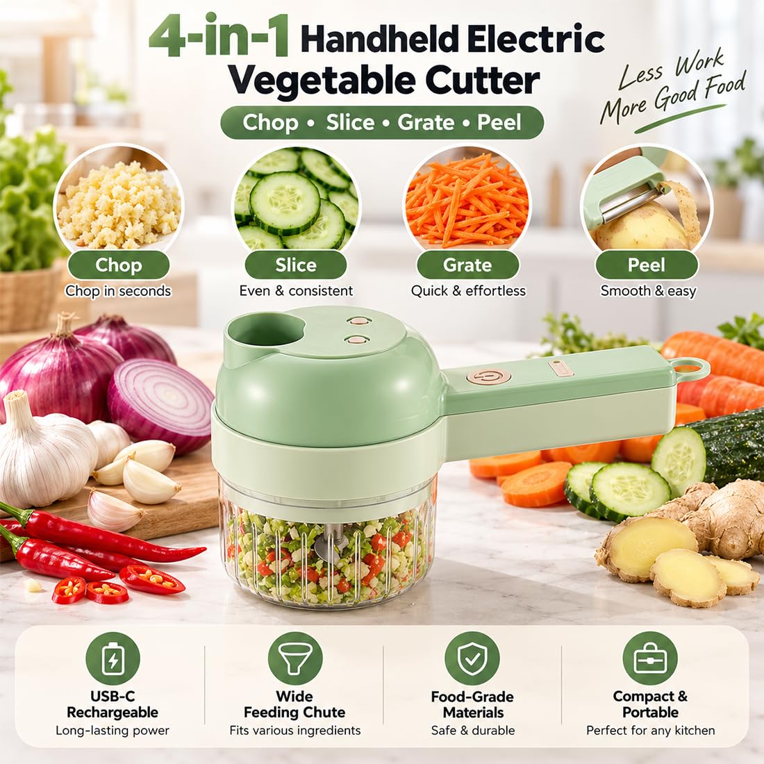 4 in 1 Wireless Electric Vegetable Chopper I616