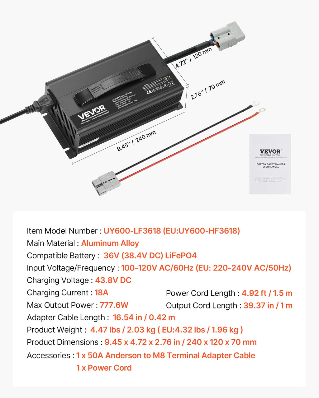 36V 18A Lithium Battery Charger F743