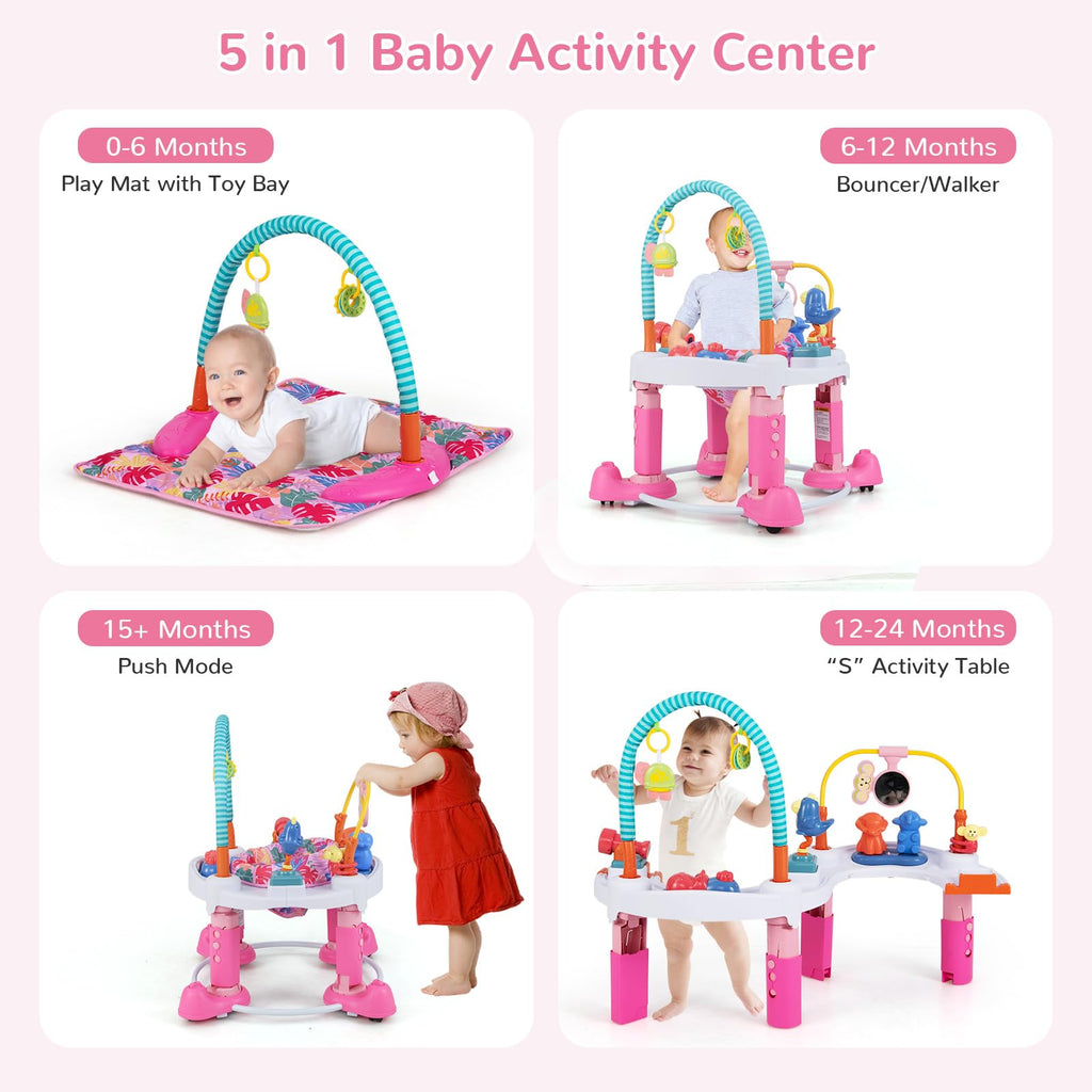 5 in 1 Baby Bouncer Activity Center with 360° Rotating Seat U109459