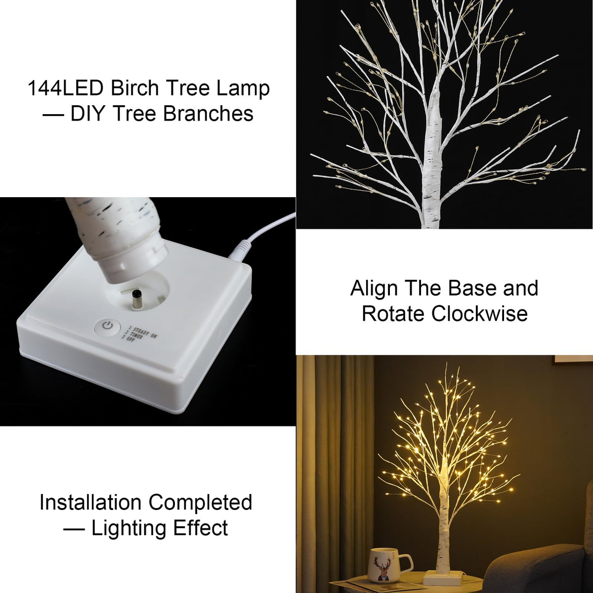 2 Pack Artificial Tree Lamp with Timer T24937