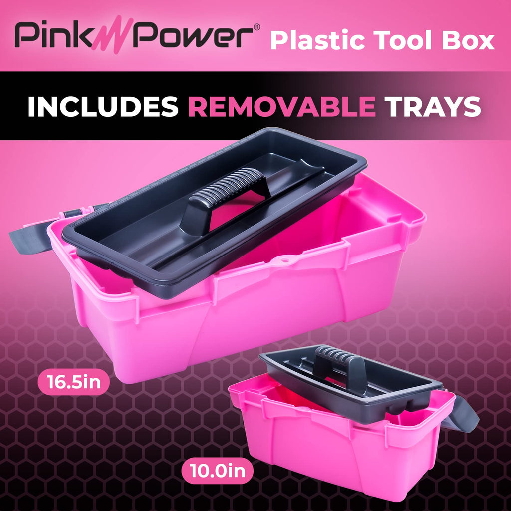 Pink Plastic Tool Box with Handle 2 Pack O78228