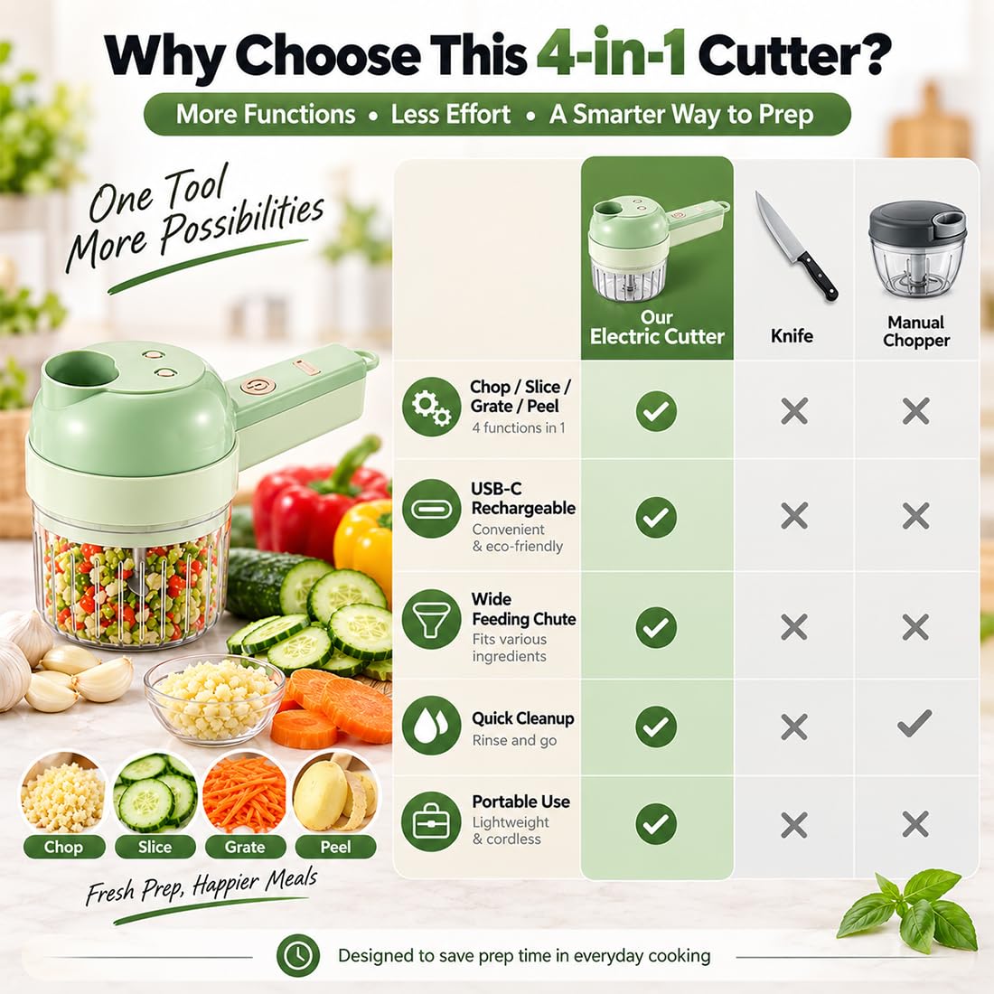4 in 1 Wireless Electric Vegetable Chopper I616