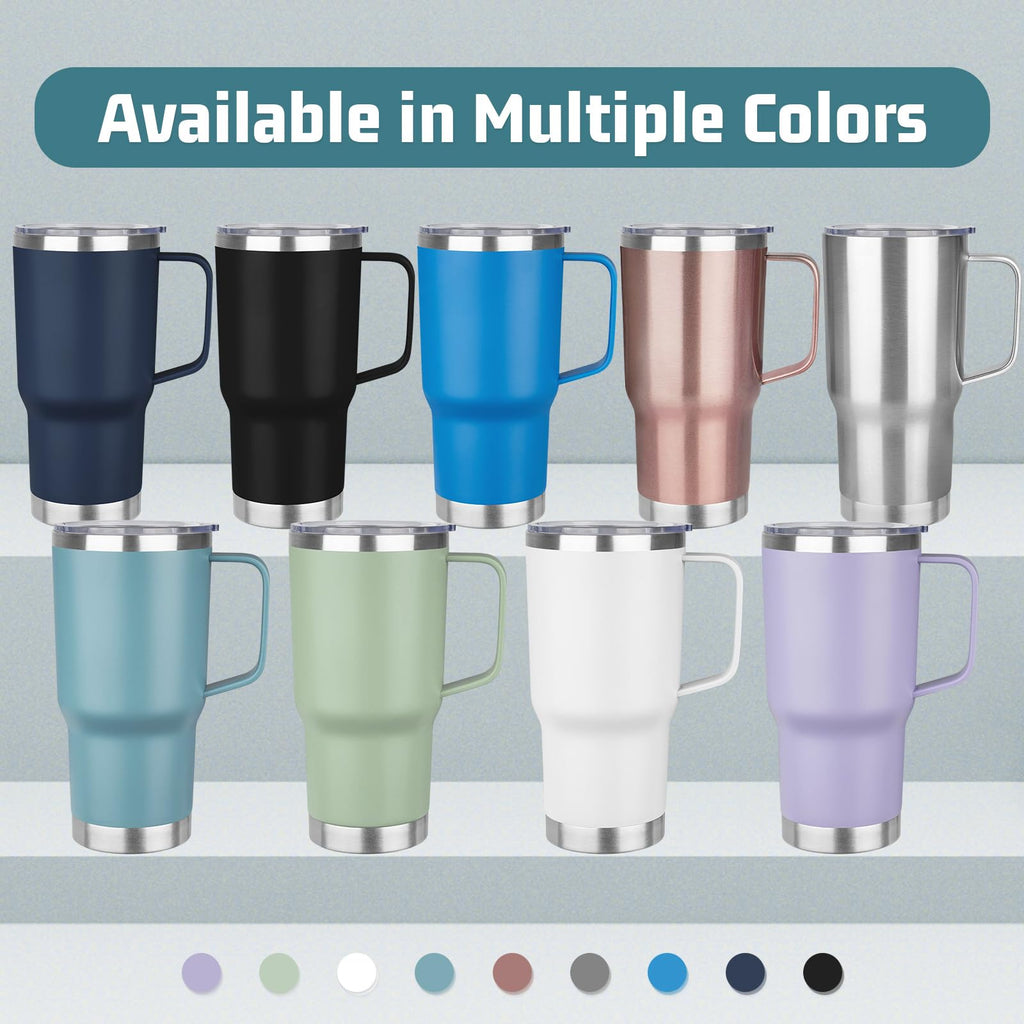 20 oz Stainless Steel Insulated Tumbler with Handle Lid and Straw A615852