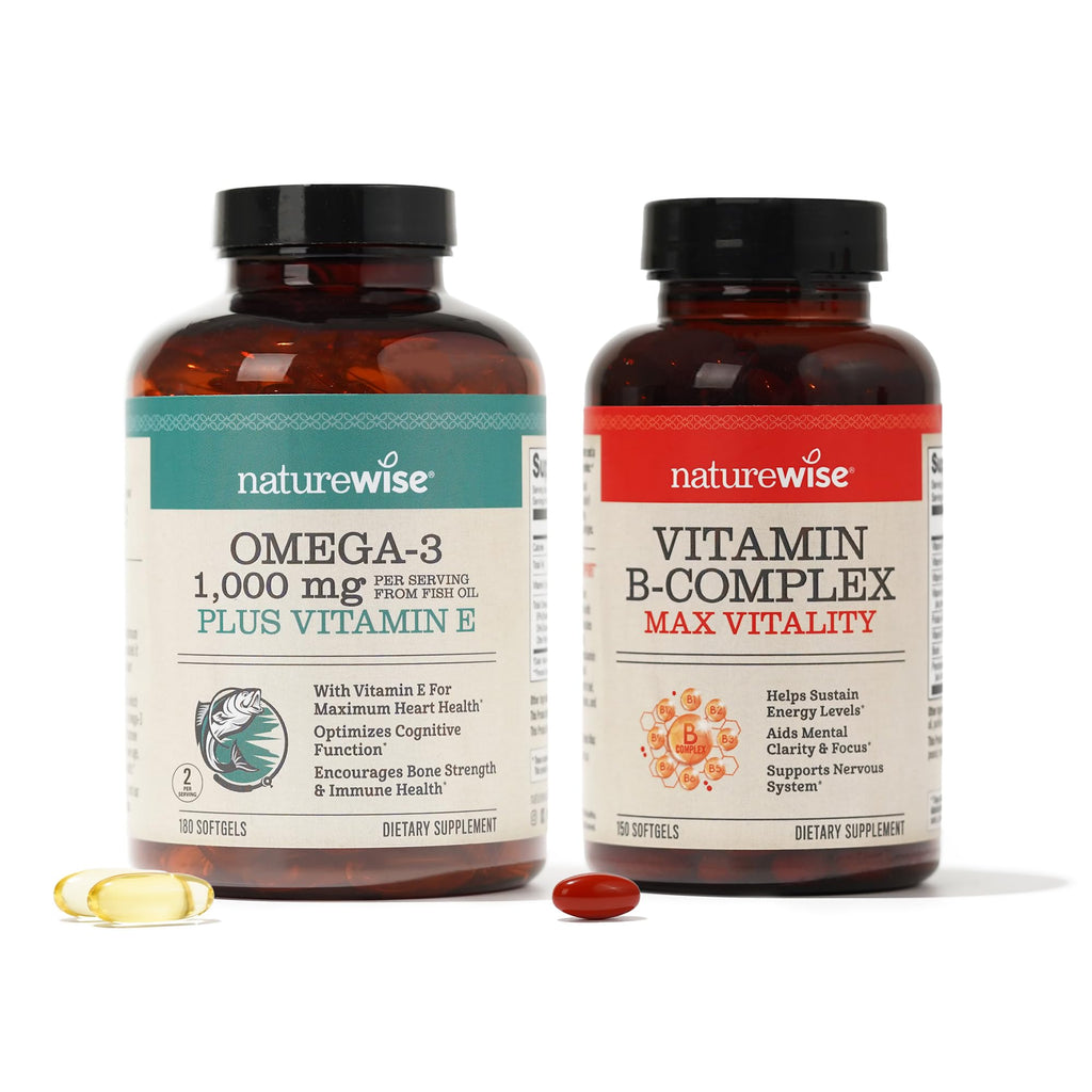 1000mg Omega 3 600mg EPA 400mg DHA 180ct & Vitamin B Complex 150 Softgels Y69260