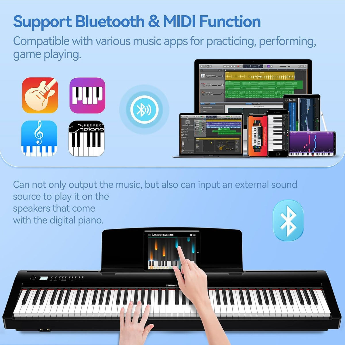 88 Key Weighted Digital Piano Keyboard with Bluetooth MIDI A820197