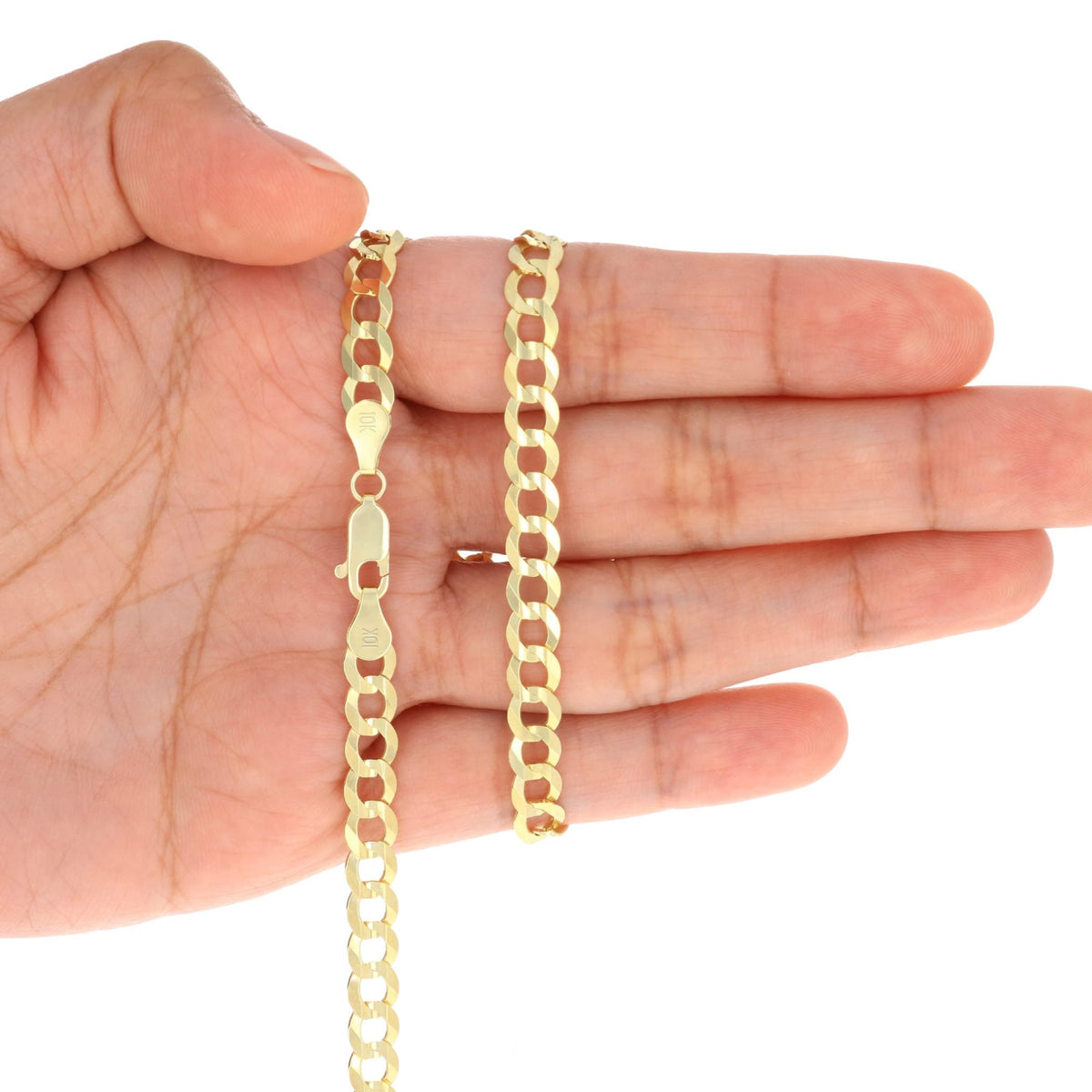 10K Yellow Gold Cuban Curb Link Chain Necklace S2098