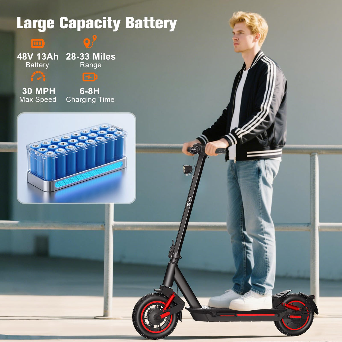 Electric Scooter for Adults, 1200W Motor, 30 MPH, 33 Miles Range, Foldable Q69894