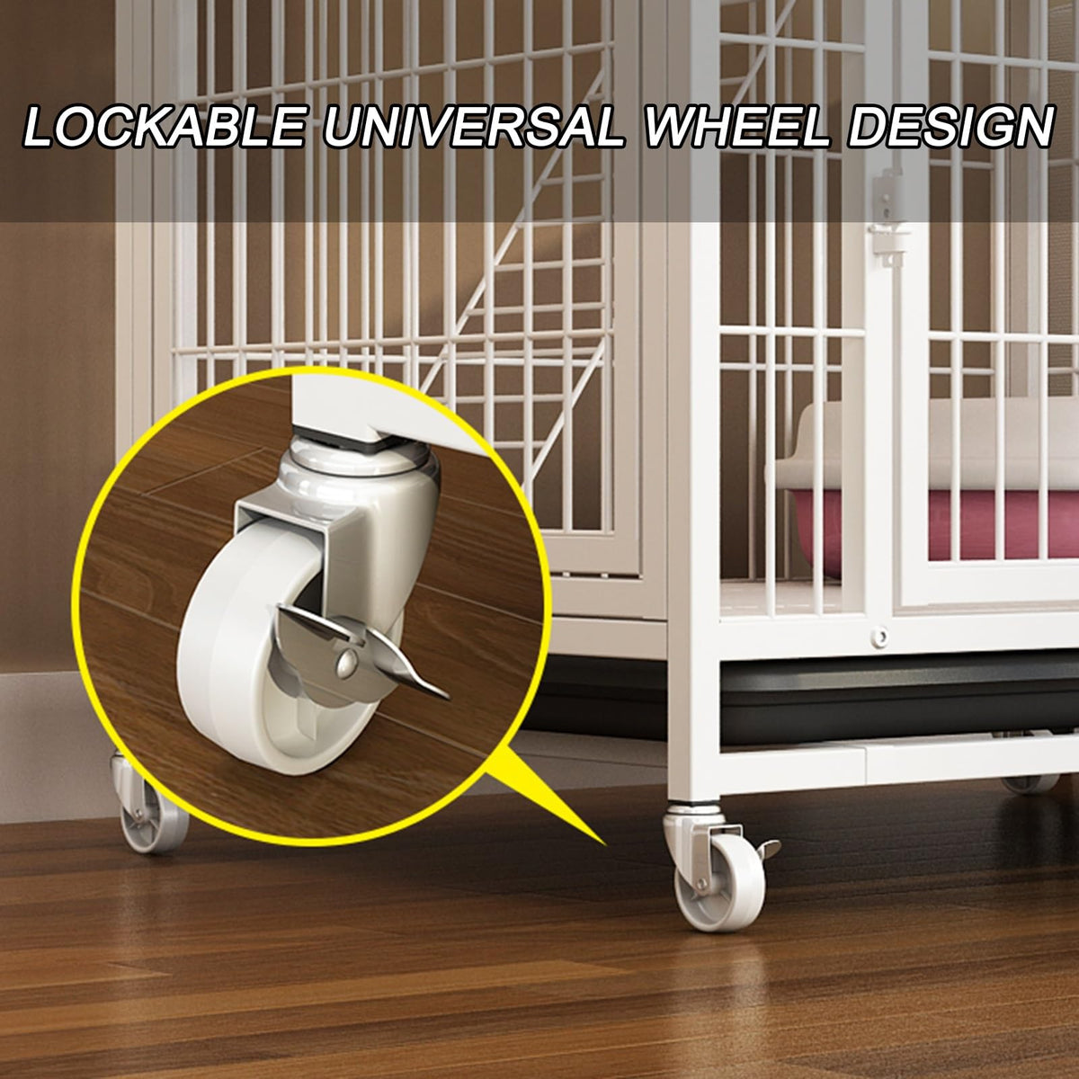 4-Tier Metal Cat Enclosure with Removable Tray & Wheels F70332