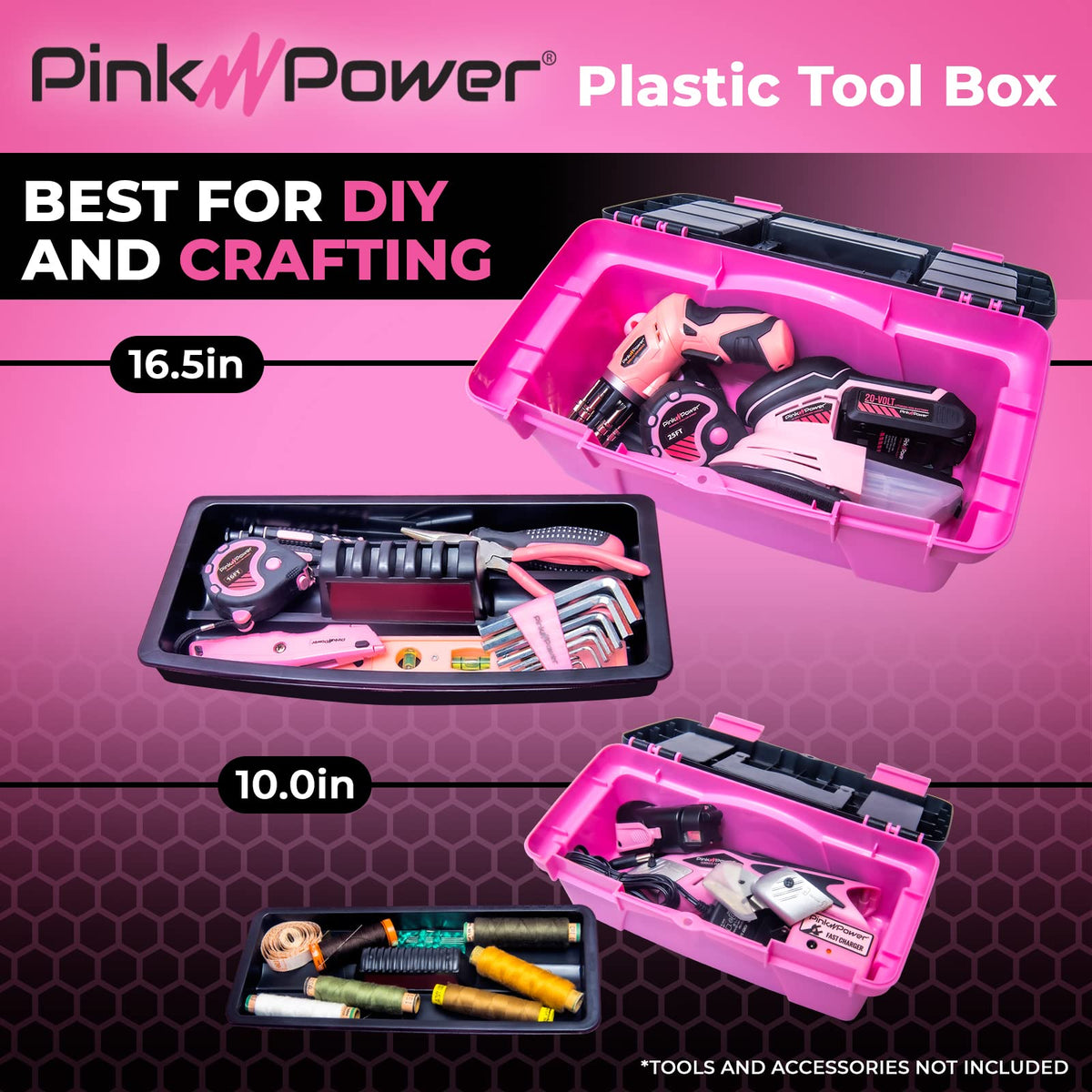 Pink Plastic Tool Box with Handle 2 Pack O78228
