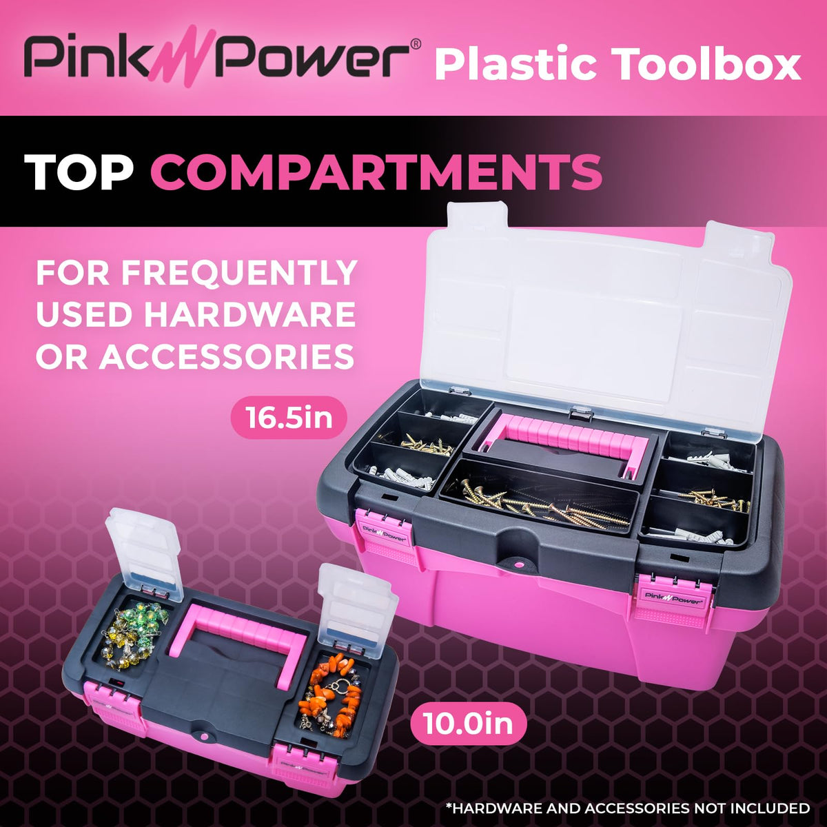 Pink Plastic Tool Box with Handle 2 Pack O78228
