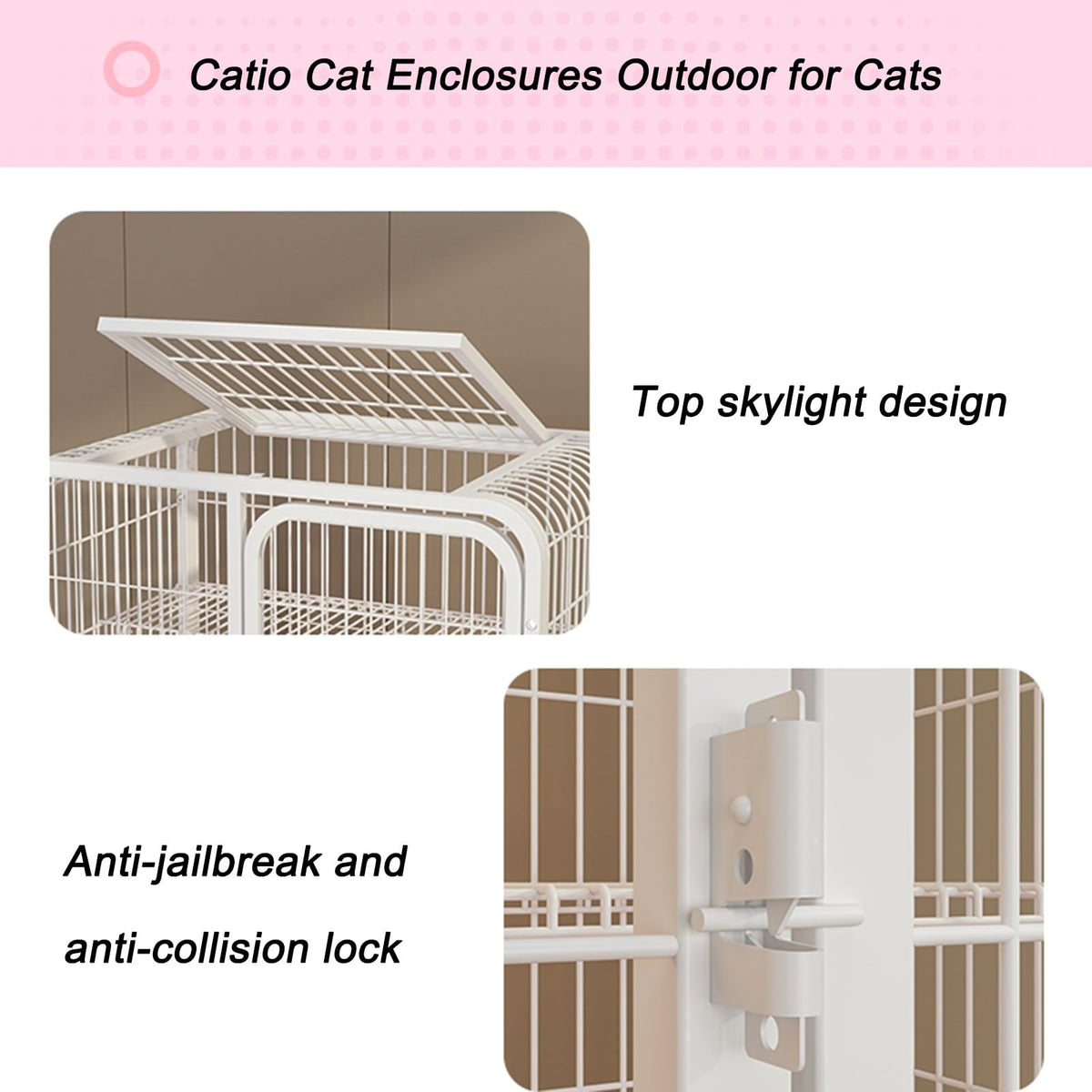 4-Tier Metal Cat Enclosure with Removable Tray & Wheels F70332