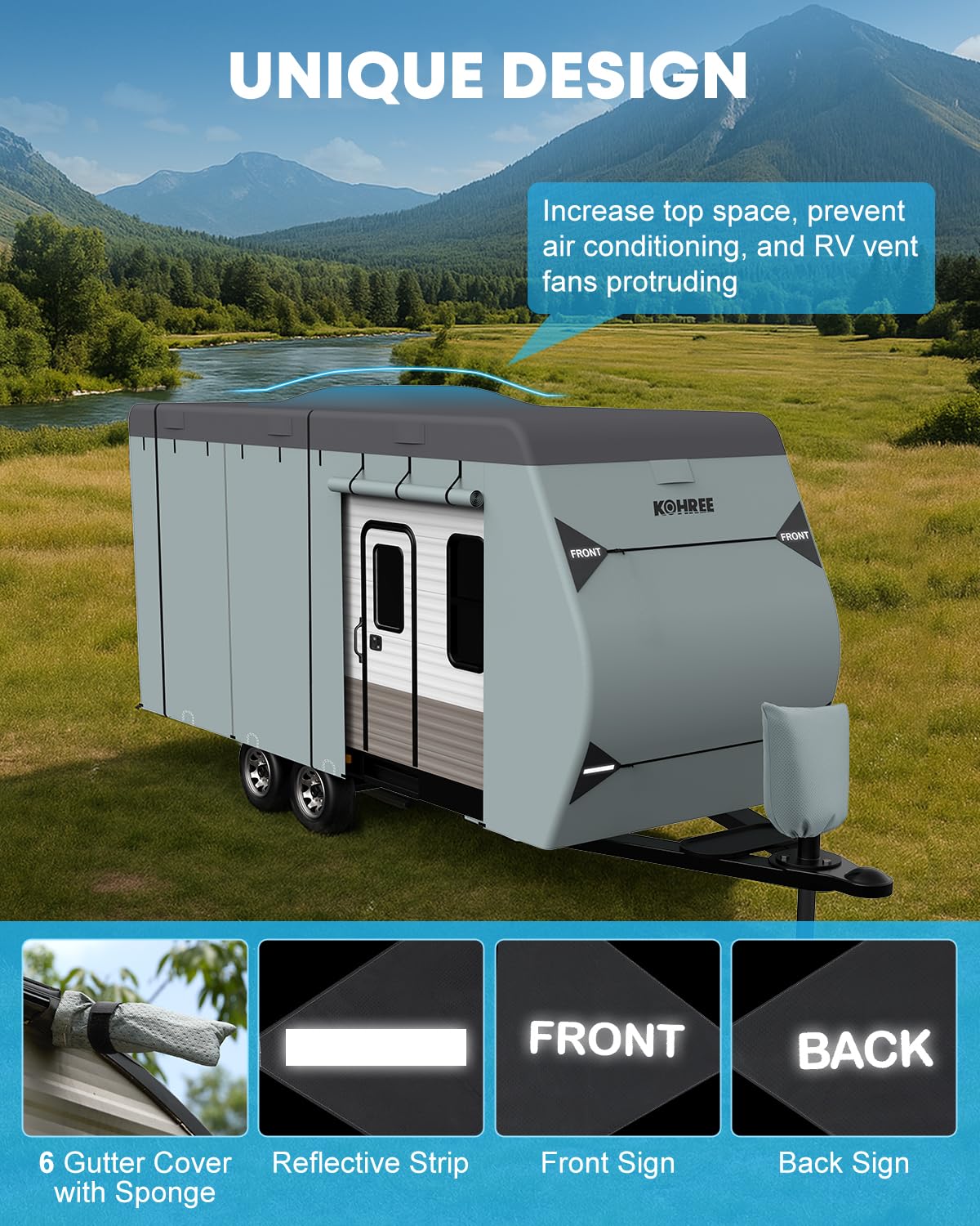 22-24 ft Travel Trailer Cover with 8 Vents N97384