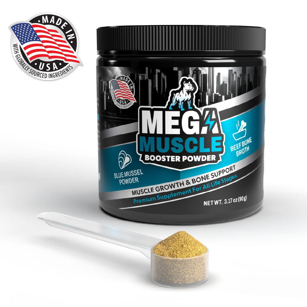 Dog Muscle Support Powder Blue Mussel Bone Broth Food Topper 3.2 oz M102566
